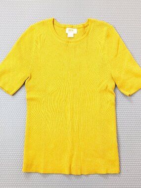 Anthropologie Maeve Josefa Medium Ribbed Tee Soft Knit Stretch Pullover